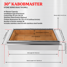 Load image into Gallery viewer, 30″ Stone Series Drop in Charcoal Grill for Kabobs 14 skewer capacity
